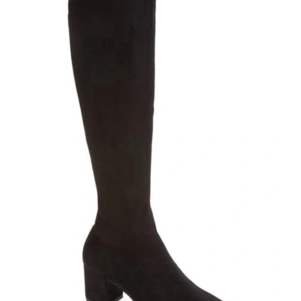 Black Over the Knee Boots with Block Heel